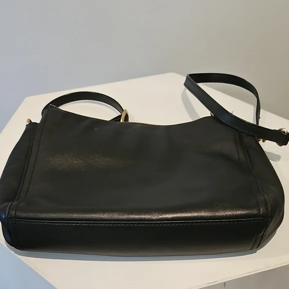 L&S Black Leather Shoulder Bag with Gold Accents - Picture 5 of 7